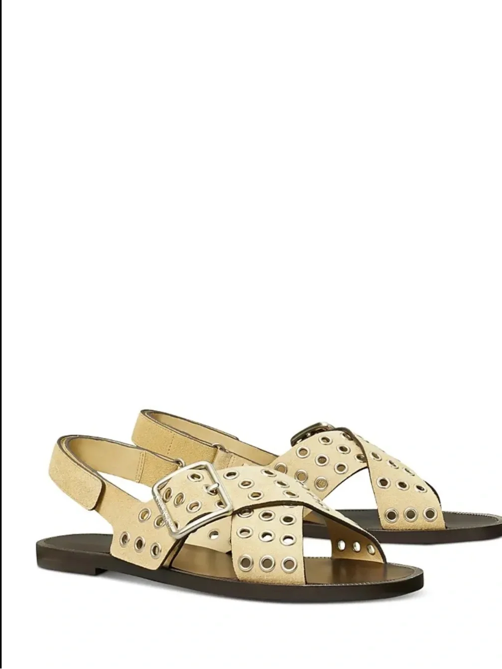 Casual Metallic-Eyelet Slingback Sandals